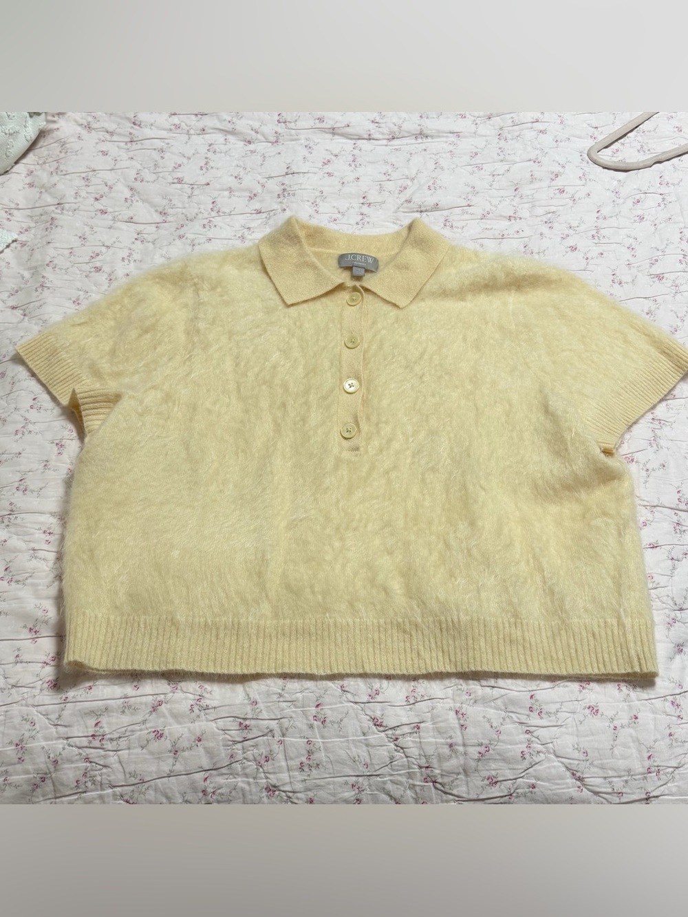 J. Crew Yellow Brushed Cashmere Short sleeve sweater polo